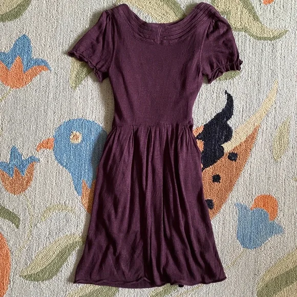 Moth I Anthro I Y2K I Sideswept Sweater Dress I Purple Motif - Picture 2 of 16